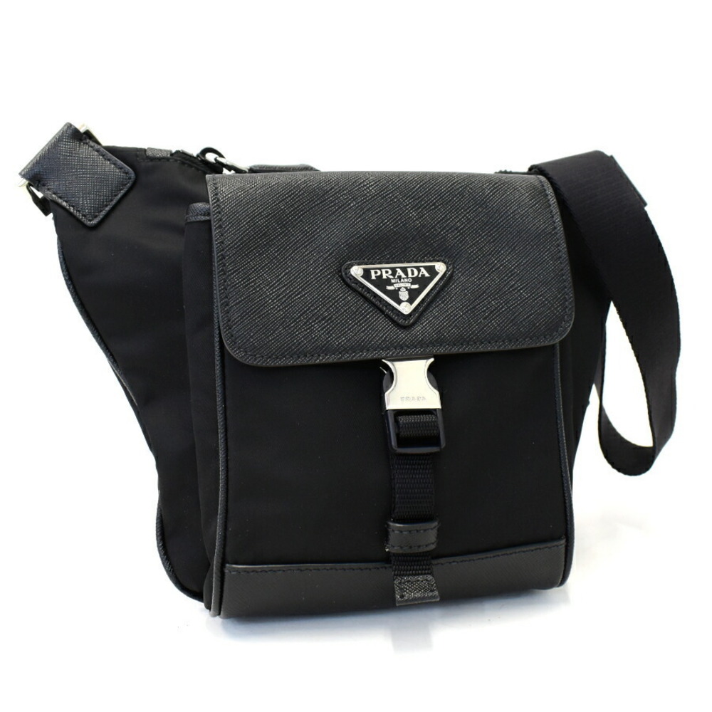 Prada Saffiano Leather Shoulder Bag Black